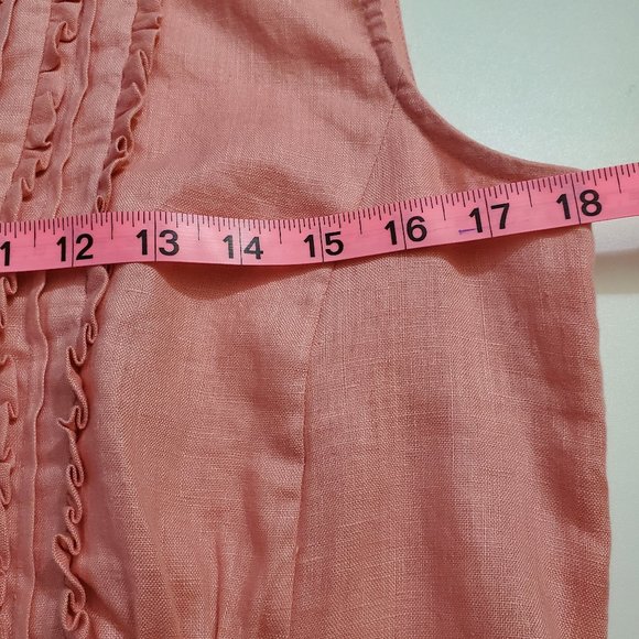 J. Peterman linen pink sleeveless ruffled top 6 feminine boho - Picture 6 of 7